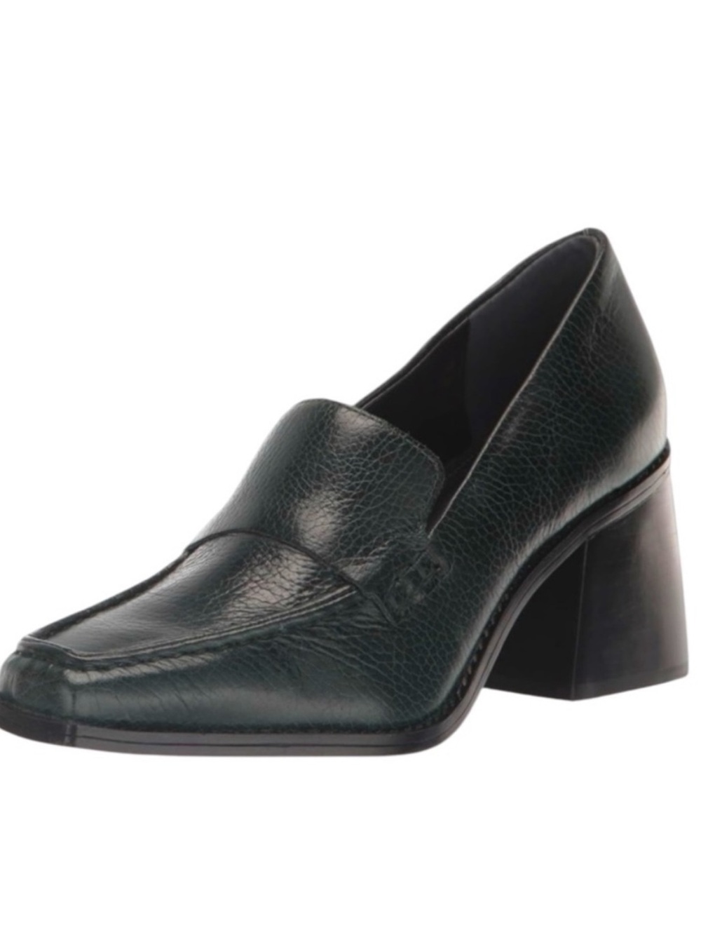 Vince Camuto Black Leather Block Heel Loafer